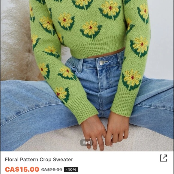 floral crop sweater - Picture 4 of 4